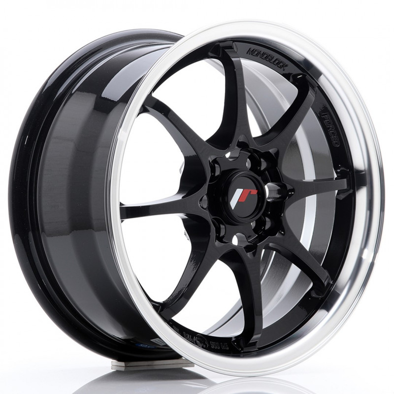 JAPAN RACING JR5 15X7 4X100 ET35 GLOSS BLACK MACHINED LIP