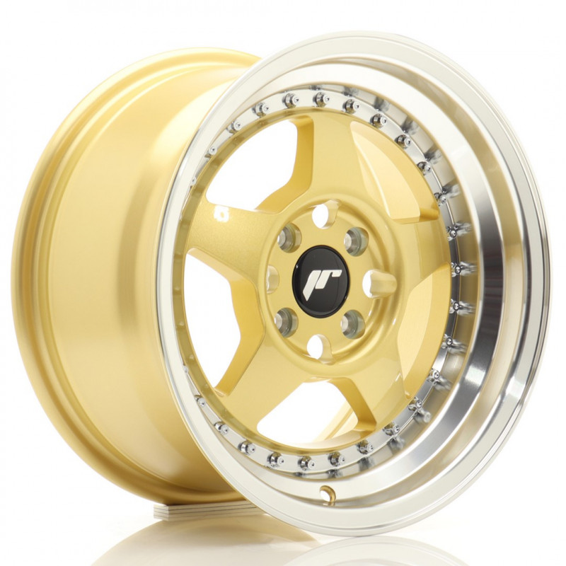 JAPAN RACING JR6 15X7 4X100 ET35 GOLD MACHINED LIP