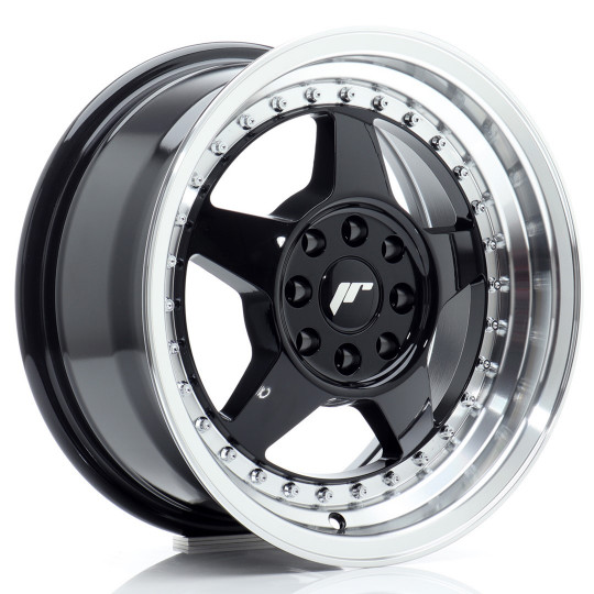 JAPAN RACING JR6 15X7 4X100 ET35 GLOSS BLACK MACHINED LIP