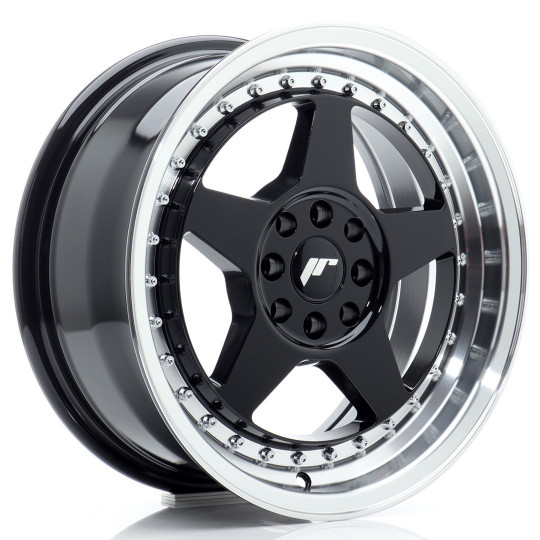 JAPAN RACING JR6 16X7 4X100 ET35 GLOSS BLACK MACHINED LIP