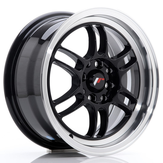 JAPAN RACING JR7 15X7 4X100/114.3 ET38 GLOSS BLACK MACHINED LIP