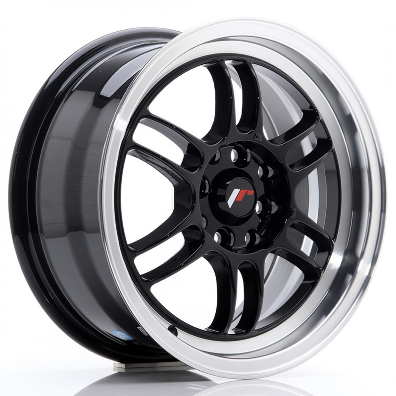 JAPAN RACING JR7 15X7 4X100/114.3 ET38 GLOSS BLACK MACHINED LIP