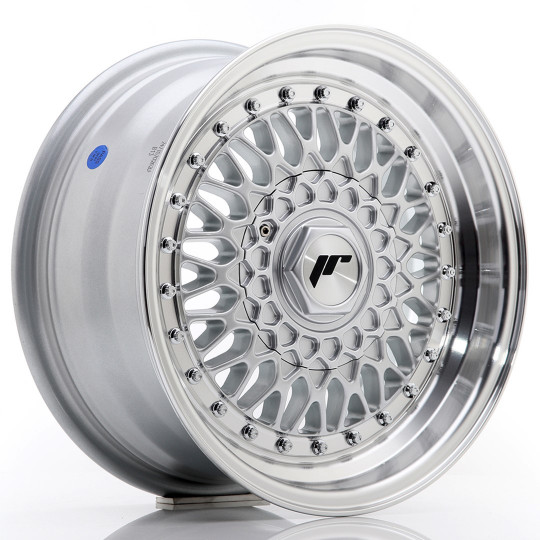 JAPAN RACING JR9 15X7 4X100/108 ET20 SILVER MACHINED LIP+SILVER RIVETS