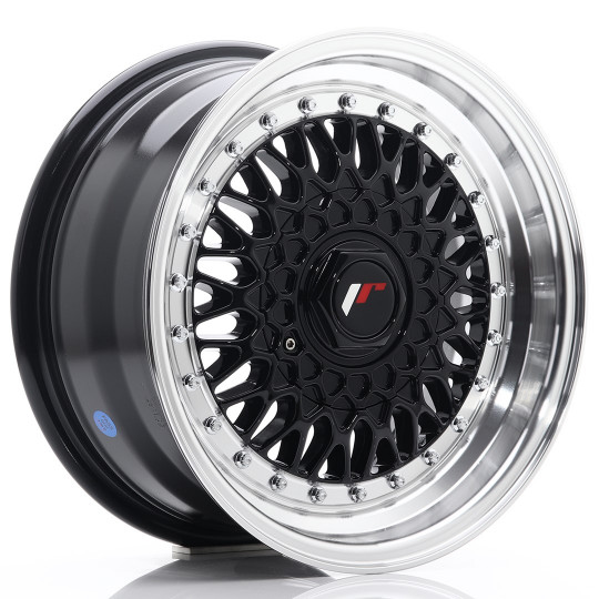 JAPAN RACING JR9 15X7 4X100/108 ET20 GLOSS BLACK MACHINED LIP