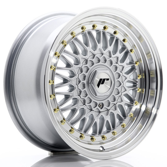JAPAN RACING JR9 16X7.5 4X100/108 ET25 SILVER MACHINED LIP+GOLD RIVETS