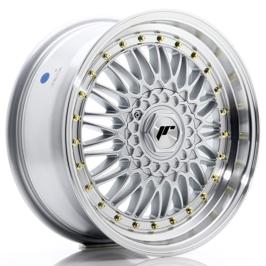 JAPAN RACING JR9 17X7.5 4X100/108 ET20 SILVER MACHINED LIP+GOLD RIVETS