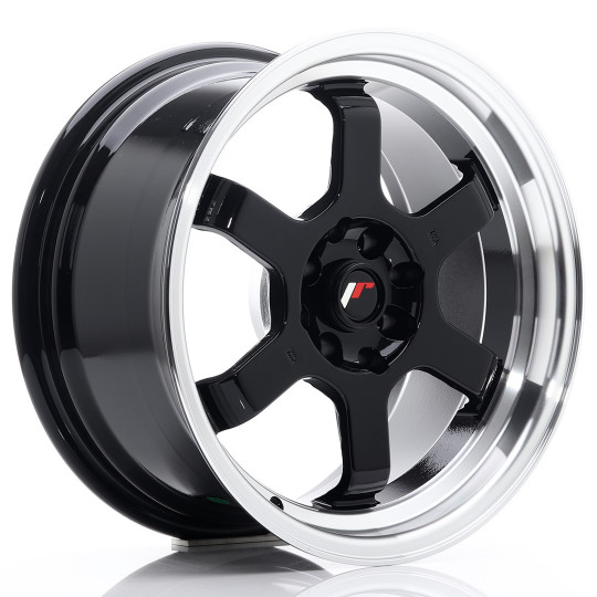 JAPAN RACING JR12 16X8 4X100/114.3 ET15 GLOSS BLACK MACHINED LIP