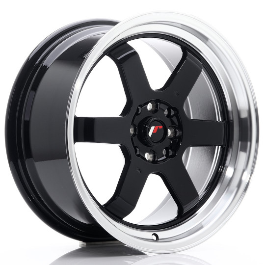 JAPAN RACING JR12 17X8 4X100/114.3 ET33 GLOSS BLACK MACHINED LIP