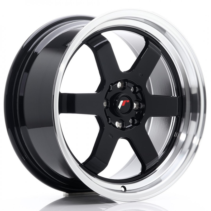 JAPAN RACING JR12 17X8 4X100/114.3 ET33 GLOSS BLACK MACHINED LIP