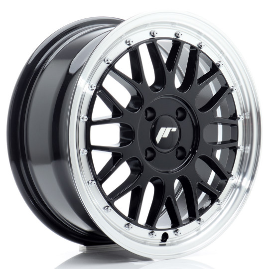 JAPAN RACING JR23 16X7 4X100 ET40 GLOSS BLACK MACHINED LIP