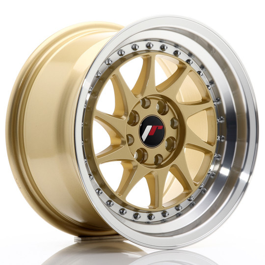 JAPAN RACING JR26 16X8 4X100/108 ET25 GOLD MACHINED LIP