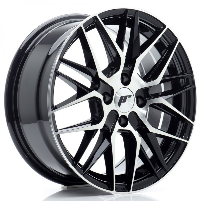 JAPAN RACING JR28 16X7 4X100 ET40 GLOSS BLACK MACHINED FACED