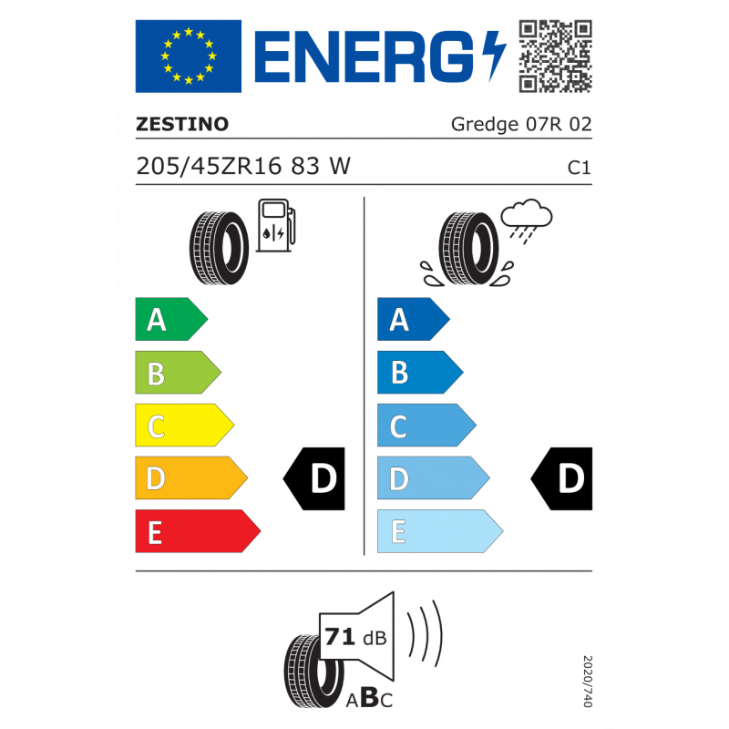ZESTINO 205/45R16 83W GREDGE 07R