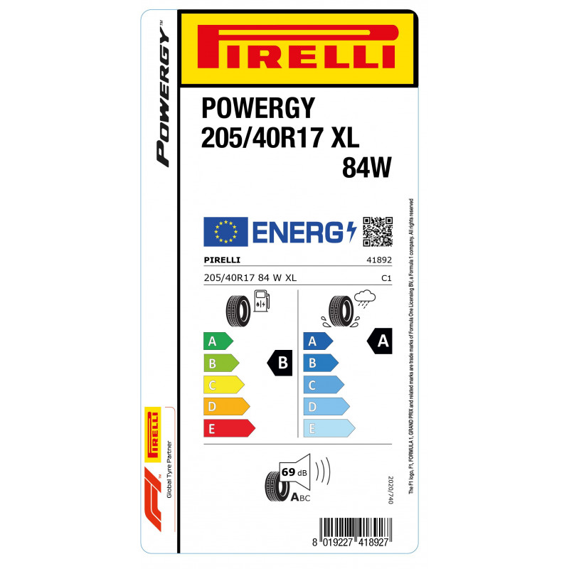 PIRELLI 205/40R17 84W XL POWERGY