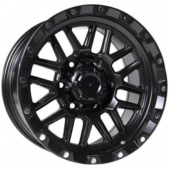 REPLICA BLACK RHINO STYLE 148 4X4 WHEELS 16X8.0 6X139.7 ET0 MATTE BLACK SILVER RIVETS