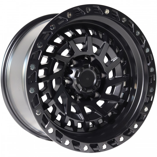 REPLICA BLACK RHINO 195 4X4 WHEELS 17X9.0 6X139.7 ET0 MATTE BLACK SILVER RIVETS