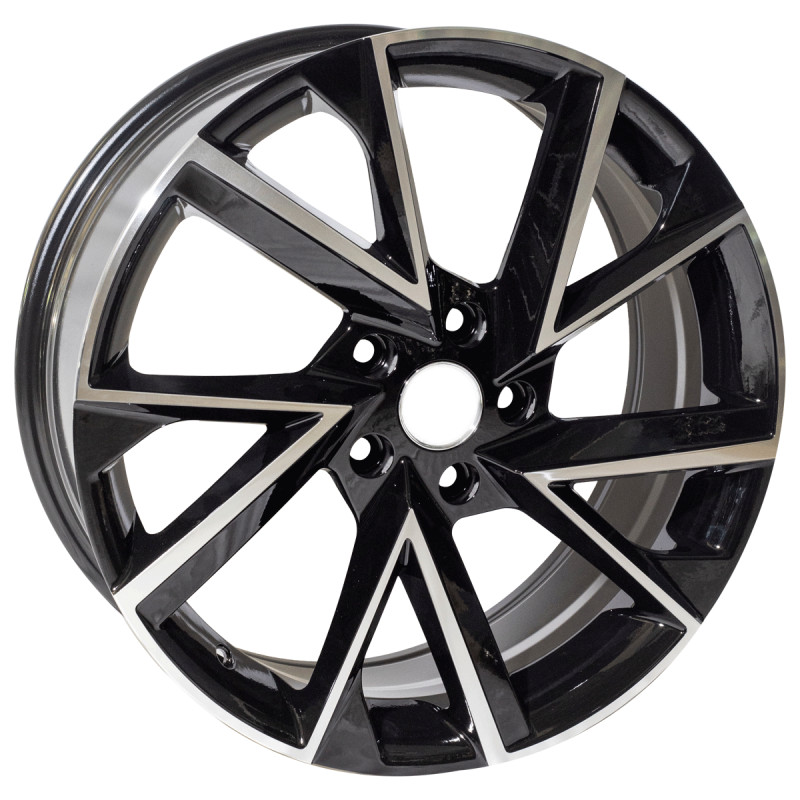 REPLICA SKODA STYLE 181 16X6.5 5X100 ET35 BLACK MACHINED FACED