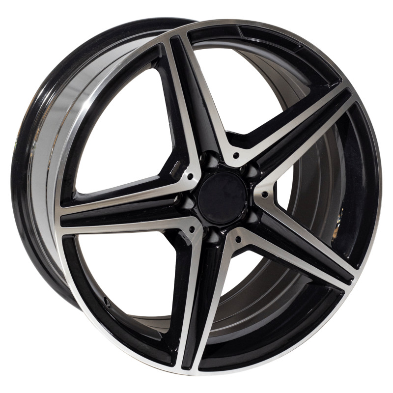 REPLICA MERCEDES STYLE 555 17X7.5 5X112 ET35 BLACK MACHINED FACED
