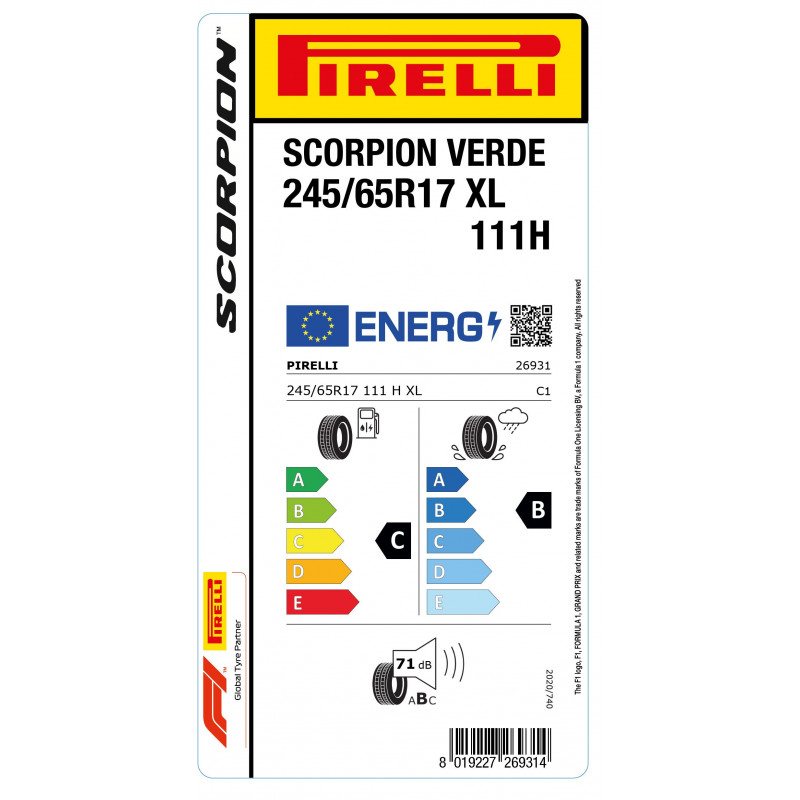 PIRELLI 245/65R17 111H XL SCORPION VERDE