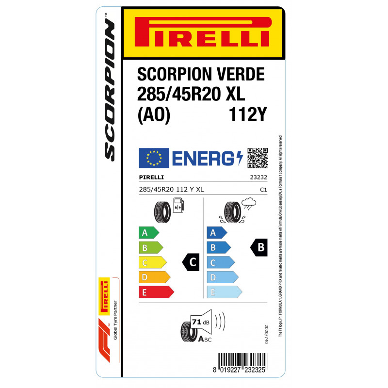 PIRELLI 285/45R20 112Y XL AO SCORPION VERDE