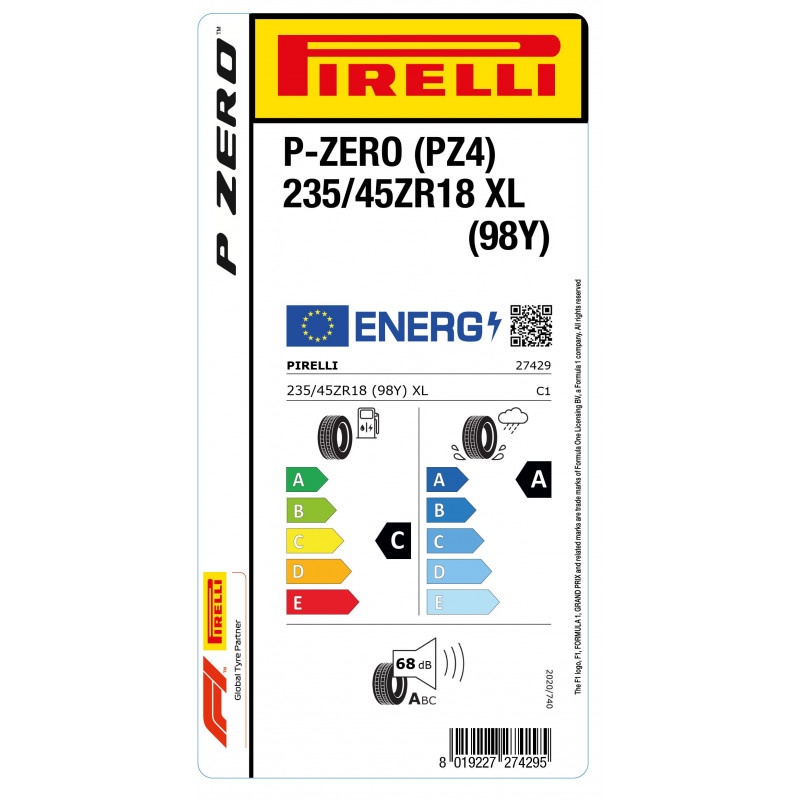 PIRELLI 235/45R18 98Y XL P-ZERO