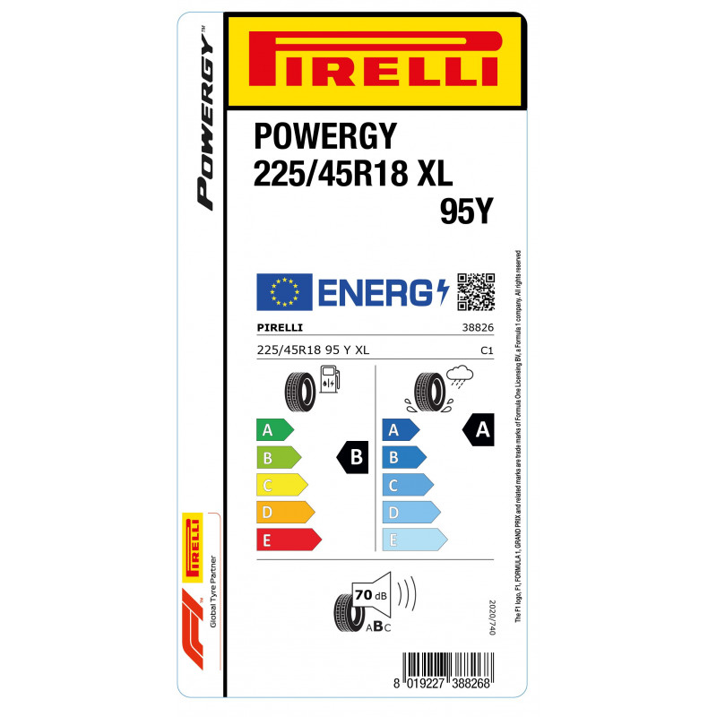 PIRELLI 225/45R18 95Y XL POWERGY